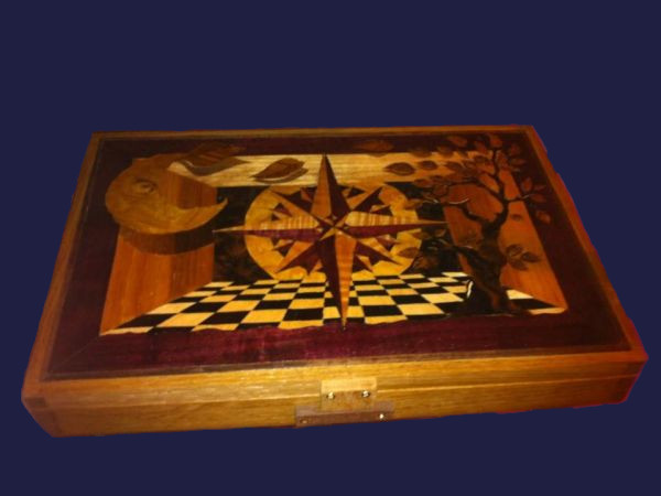 keepsake box with marquetry design